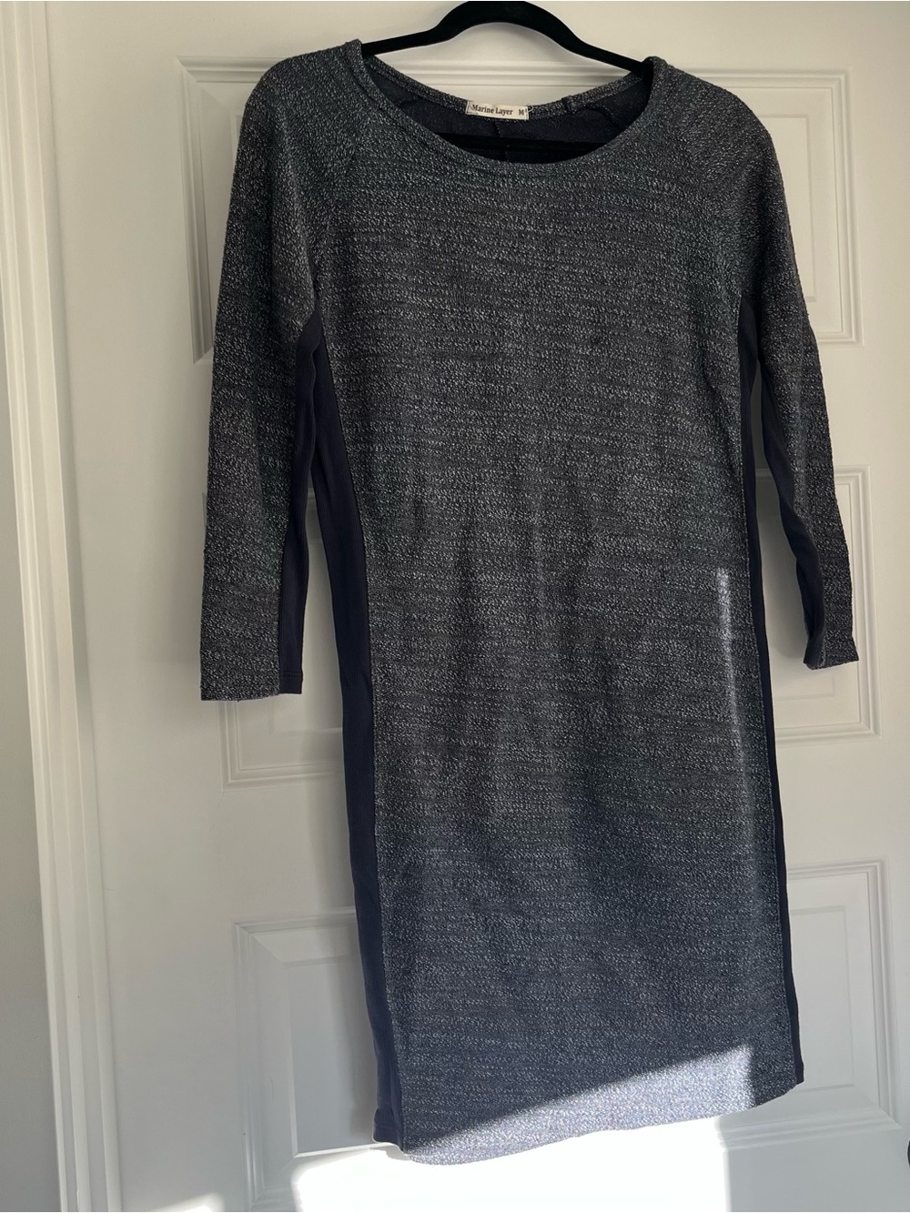 Marine Layer Heathered Charcoal Long Sleeve Sheath Dress
